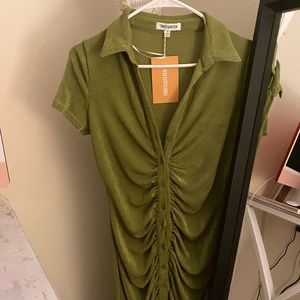 Olive button down dress